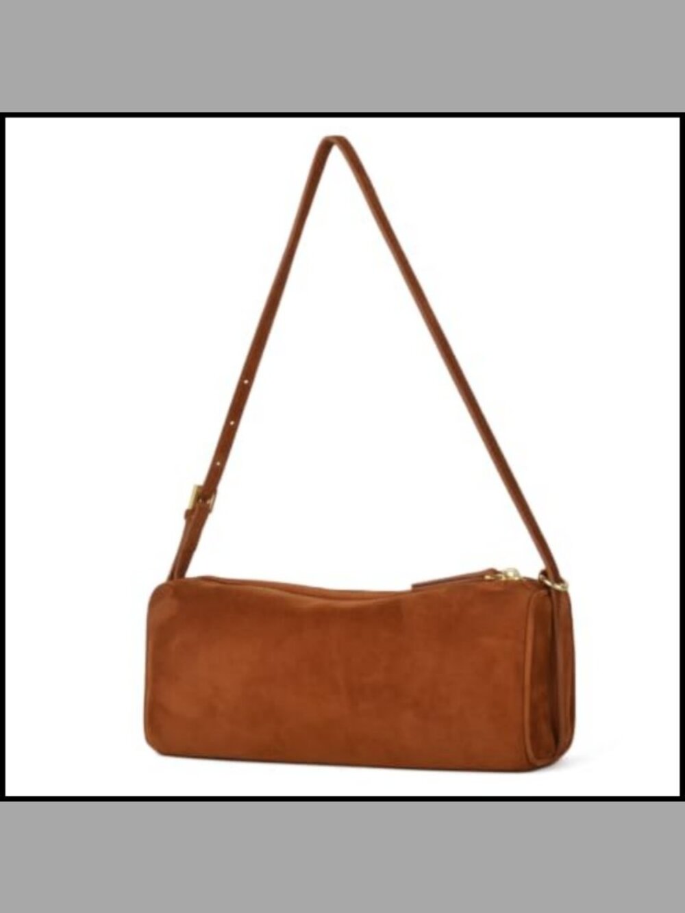 Premium Suede Leather Crossbody Hobo Bag Handmade Stitching Zip Barrel Purse